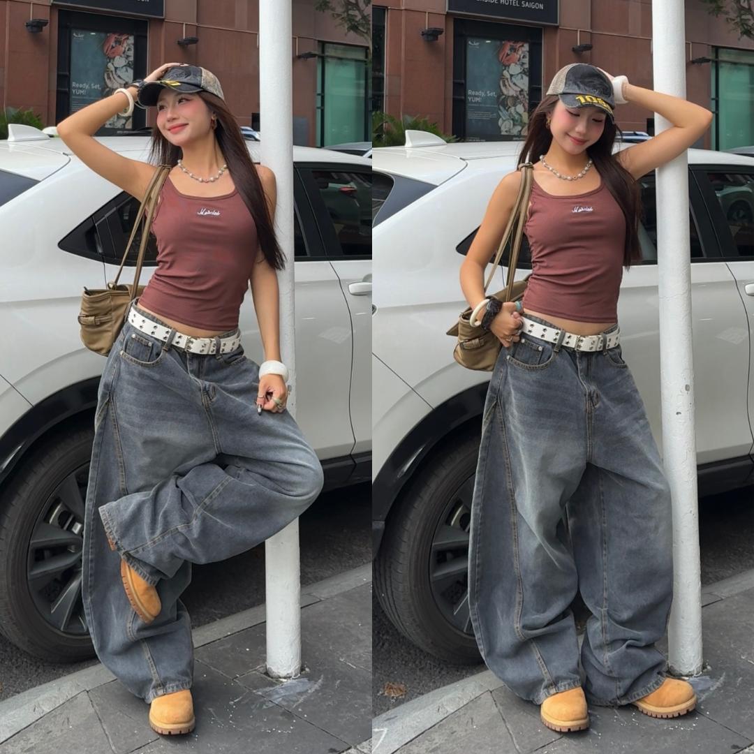 TENDRE - Unisex弧形牛仔褲｜男女同款｜高品質牛仔布｜寬鬆版型顯瘦百搭