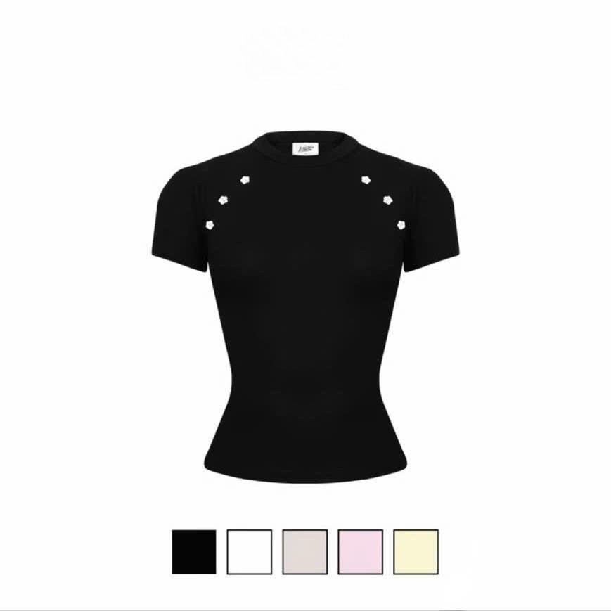 【TEENDRE WESSY TOP】女款修身短袖上衣｜彈力棉質柔軟透氣｜排扣收腰設計 顯瘦百搭