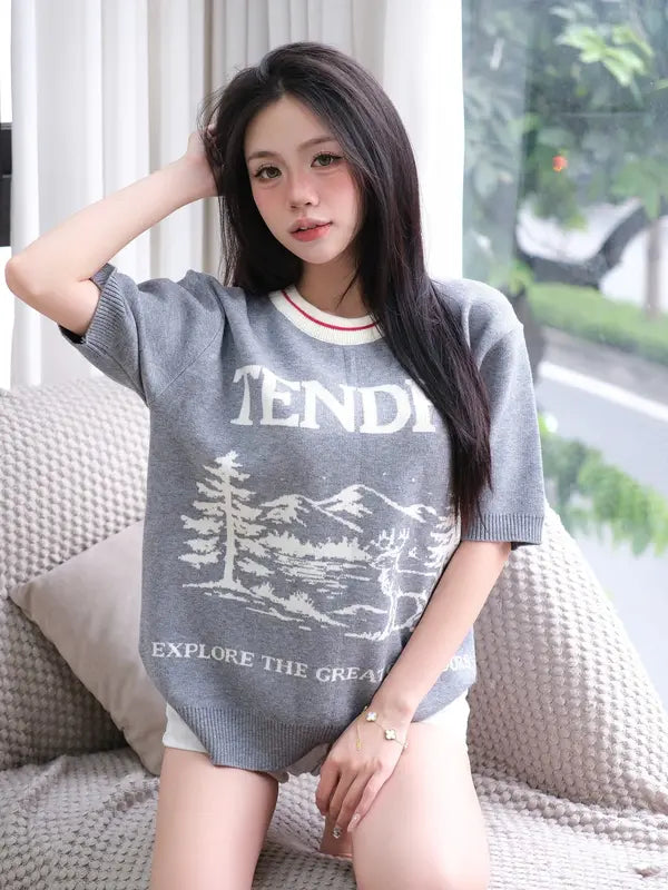 （2026新品）韓系女款短袖針織T恤 TENDRE－活潑休閒風，百搭設計 K5。