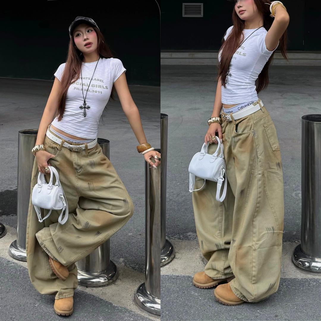 TENDRE - Unisex弧形牛仔褲｜男女同款｜高品質牛仔布｜寬鬆版型顯瘦百搭