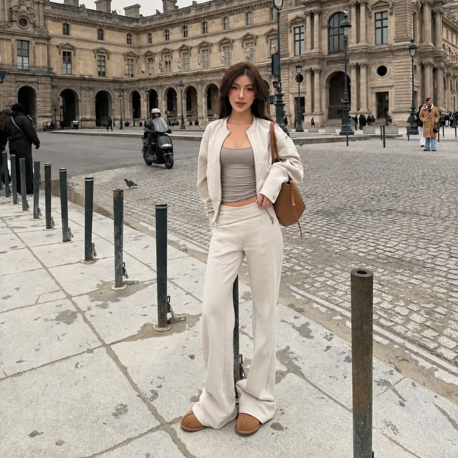 【TEENDRE NORA SWEATPANTS】低腰反摺刷毛喇叭長褲｜提臀修身 顯瘦顯腿長 秋冬辣妹風