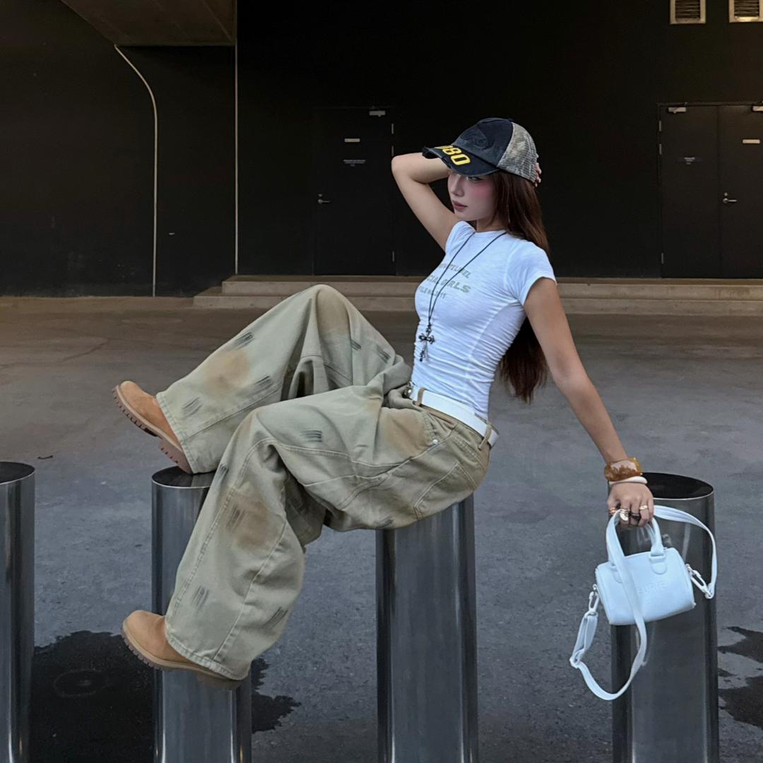 TENDRE - Unisex弧形牛仔褲｜男女同款｜高品質牛仔布｜寬鬆版型顯瘦百搭