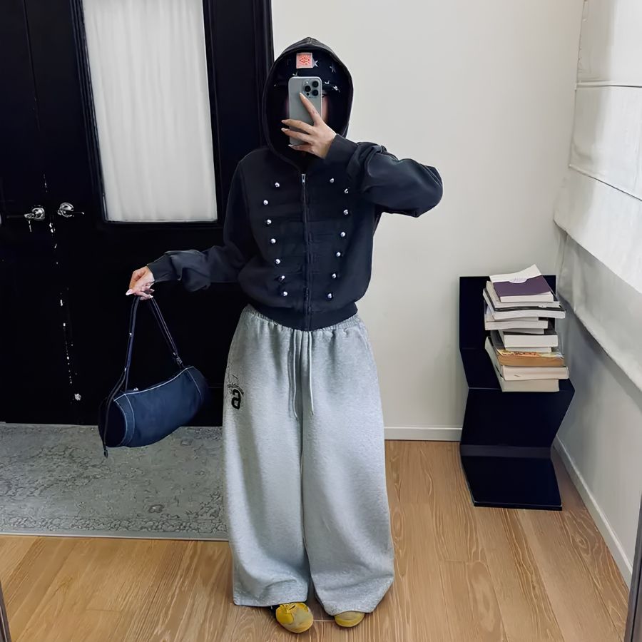 【TEENDRE NAPOLEON ZIP HOODIE】拿破崙圖案短版連帽拉鍊外套｜銀色金屬扣設計 女款休閒潮流