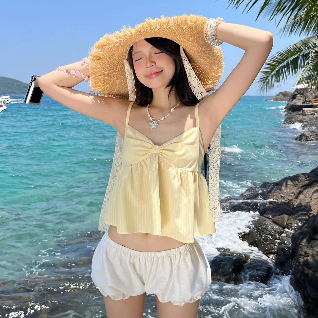 【TEENDRE SUNNY TOP】條紋棉質娃娃背心｜甜美顯瘦 夏日少女風