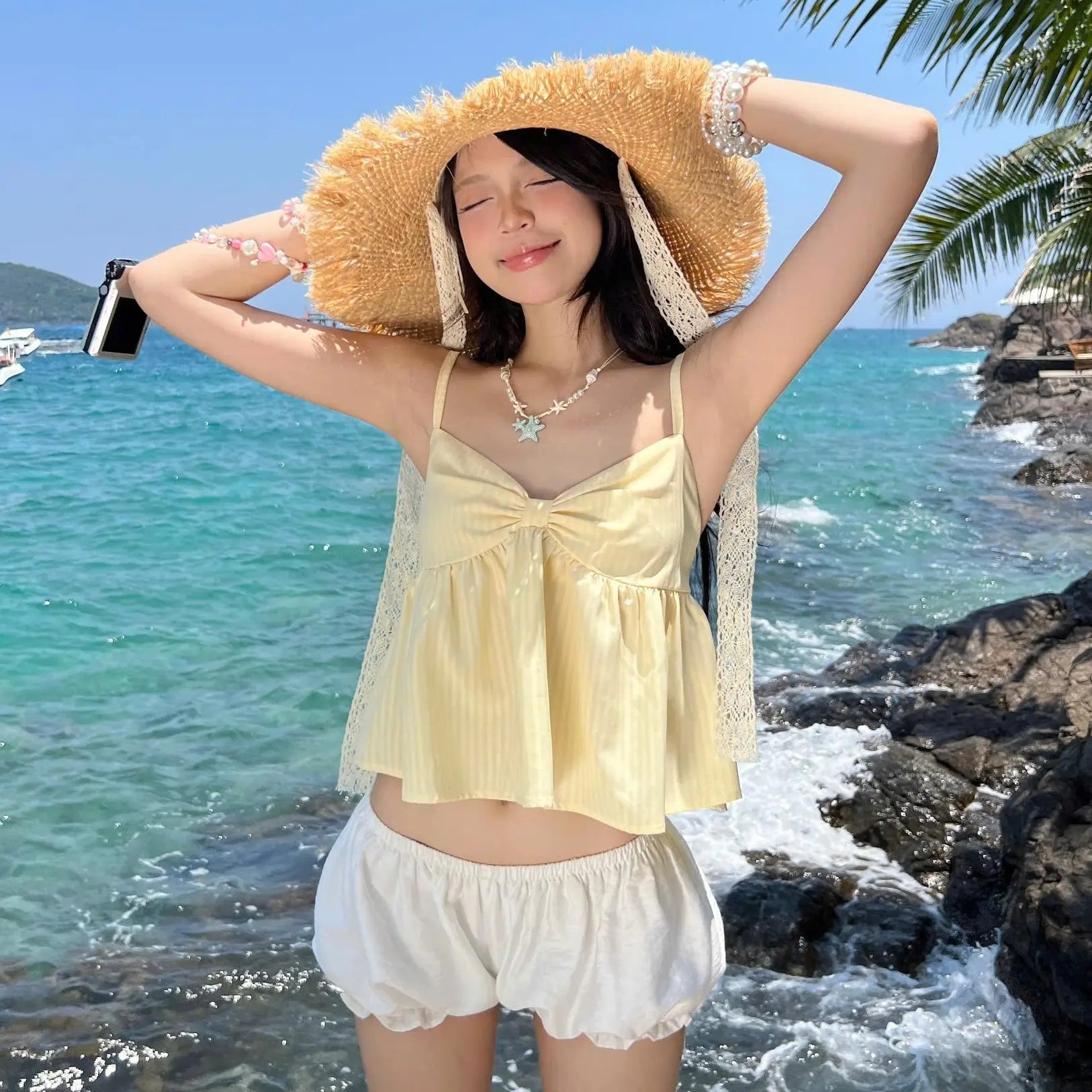 【TEENDRE SUNNY TOP】條紋棉質娃娃背心｜甜美顯瘦 夏日少女風