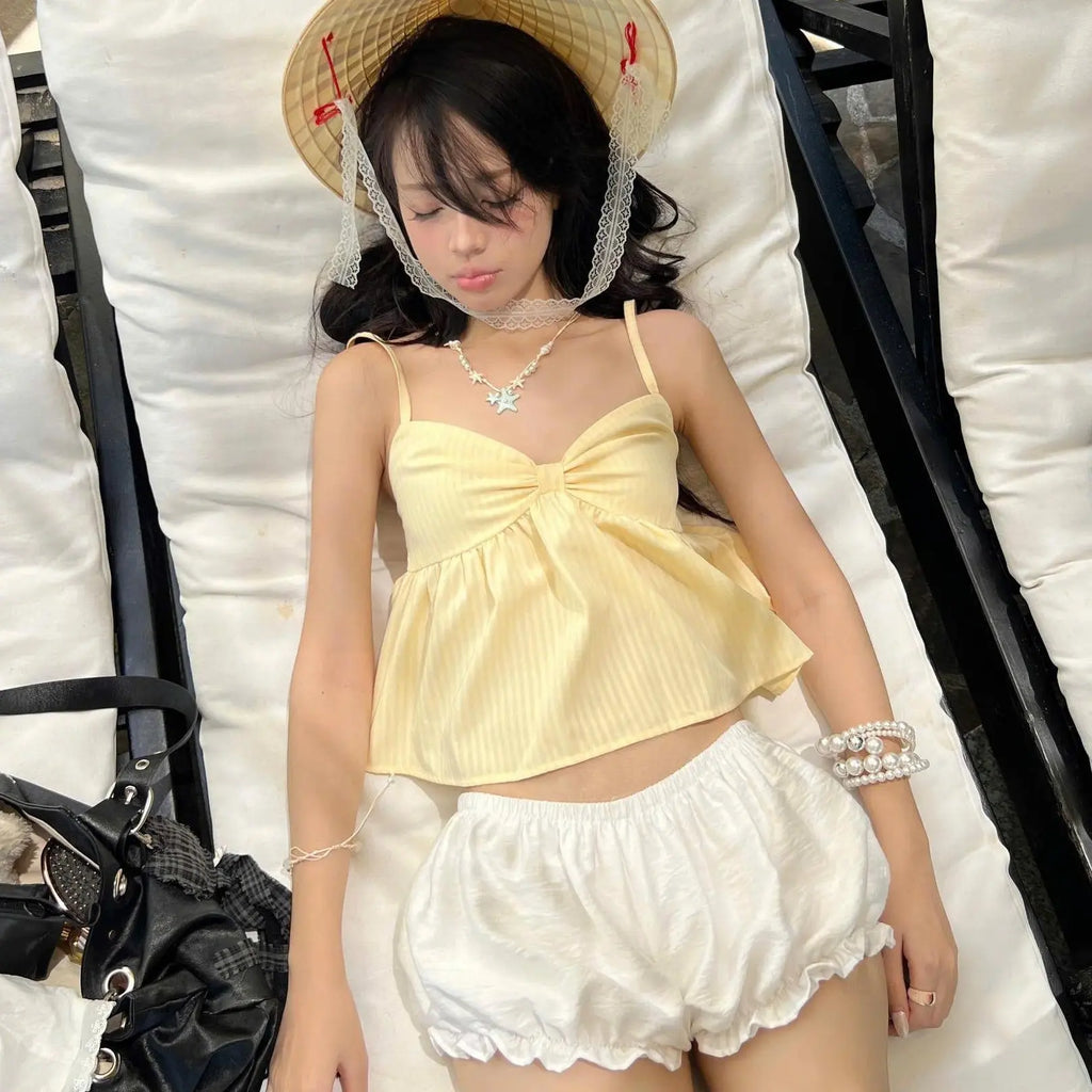 【TEENDRE SUNNY TOP】條紋棉質娃娃背心｜甜美顯瘦 夏日少女風