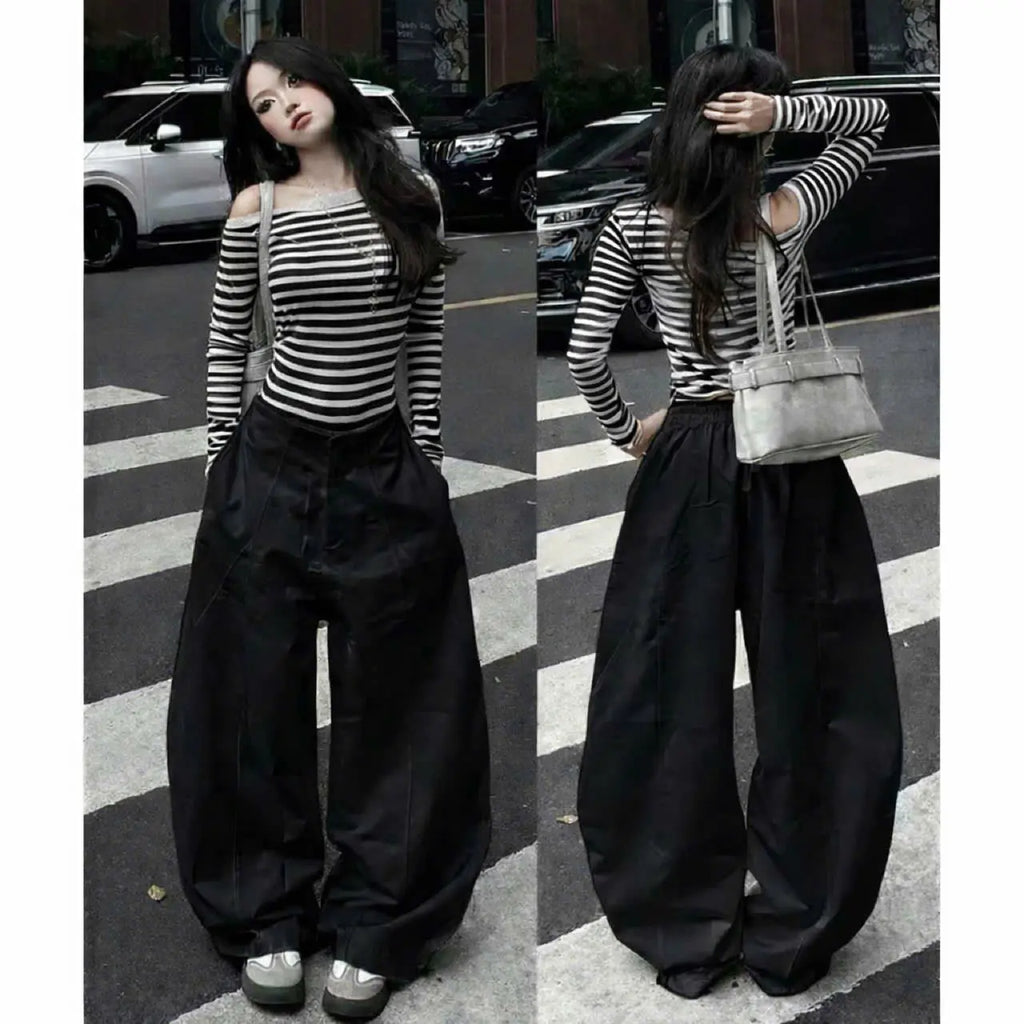 【TEENDRE CURVE PANTS】弧形寬褲｜高腰顯瘦 舒適百搭 工裝休閒風