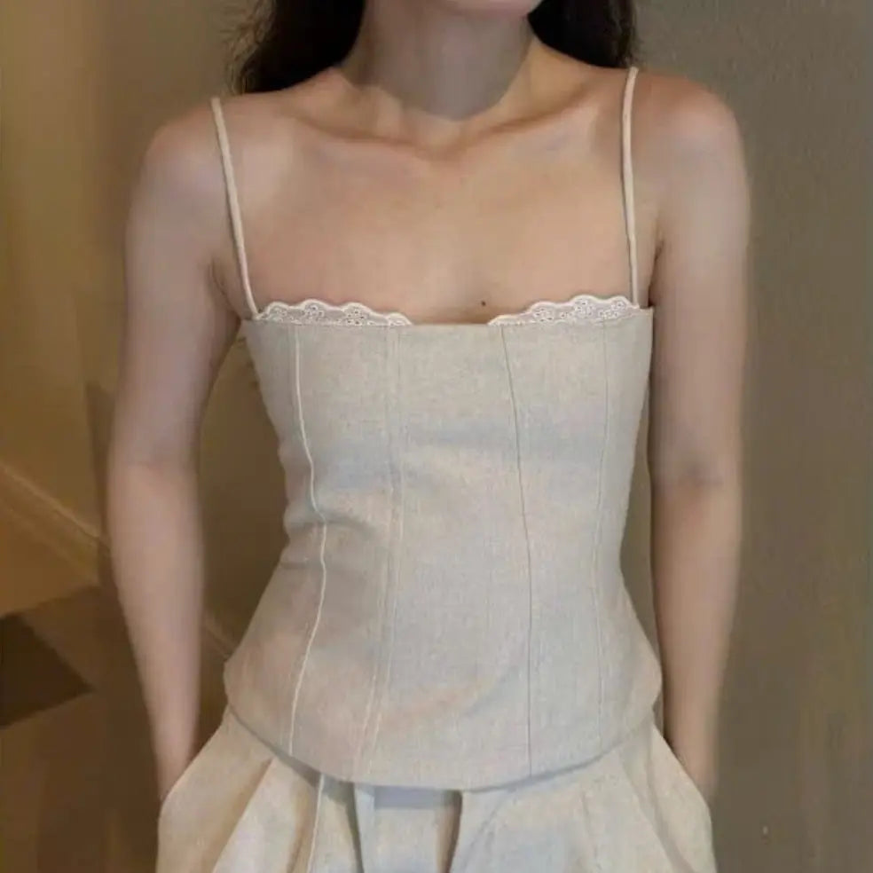 女款細肩帶 LINEN 背心｜甜辣千金風 修身顯瘦 夏季百搭穿搭