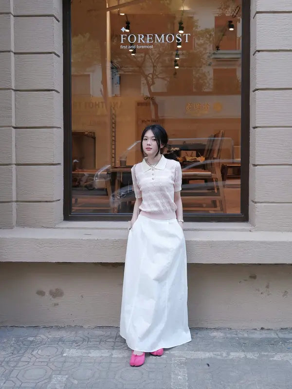 （開版優惠）2026夏季系列針織上衣，雙色設計搭配金色菱形扣，條紋風格，適合上班與日常穿搭M09-TENDRE。