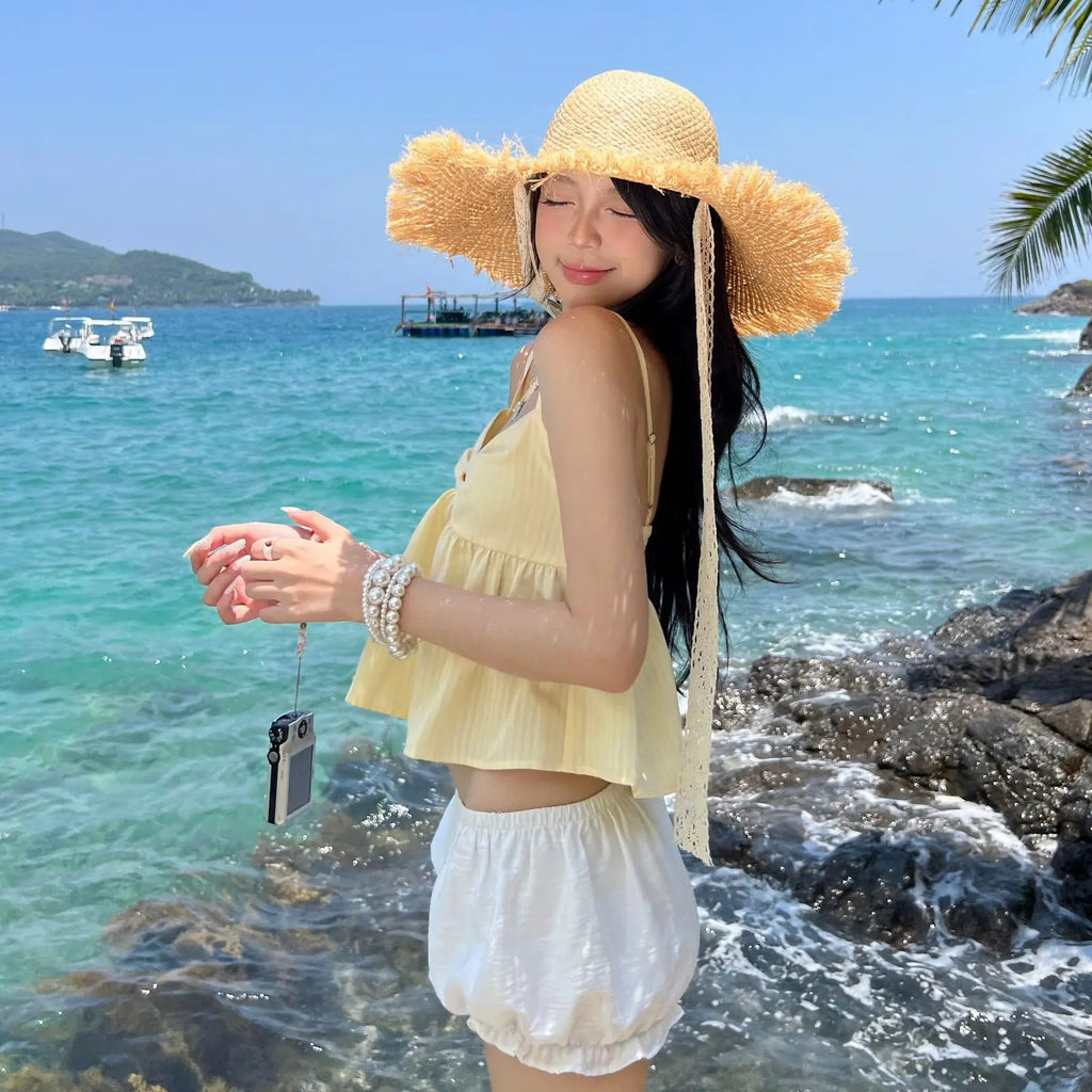 【TEENDRE SUNNY TOP】條紋棉質娃娃背心｜甜美顯瘦 夏日少女風