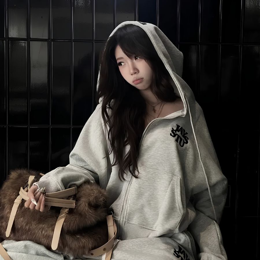 【TEENDRE WITH LOVE SET】BOXY拉鍊連帽外套＋寬鬆衛衣長褲｜雙面衛衣布 不起毛球 男女同款 UNISEX