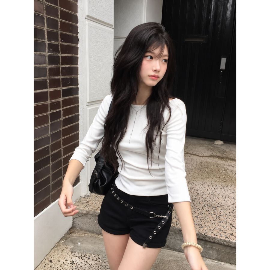 【TEENDRE BOAT NECK TOP】女款船領中袖上衣｜A字傘擺版型 修身顯瘦 休閒百搭
