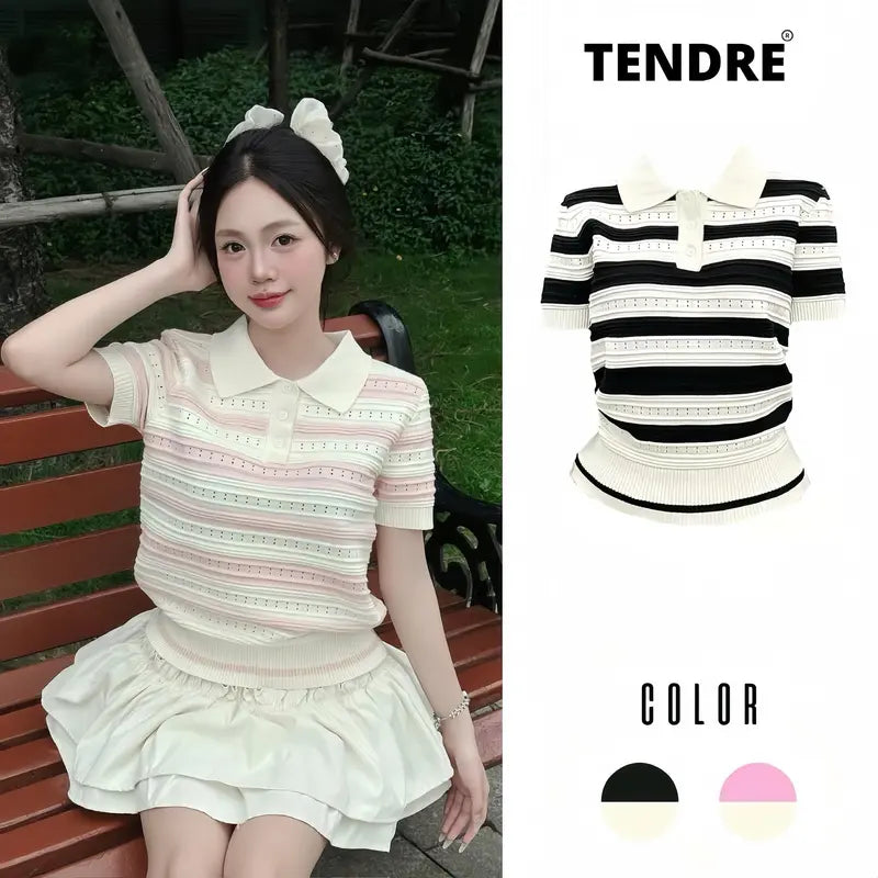 （開賣優惠）2026夏季系列女款短袖針織上衣，兩色基本款，百搭設計，適合多種場合穿搭M13-TENDRE。