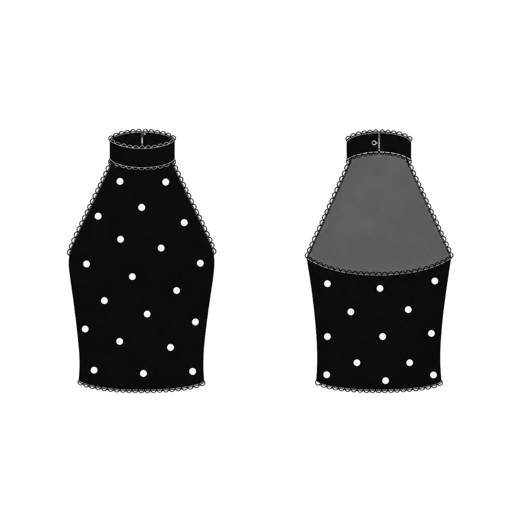 【可分開購買】BEWISH v2 波點吊帶上衣＋低腰折腰短褲｜蕾絲拼接 修身顯身材 TEENDRE  Hoặc gọn hơn: