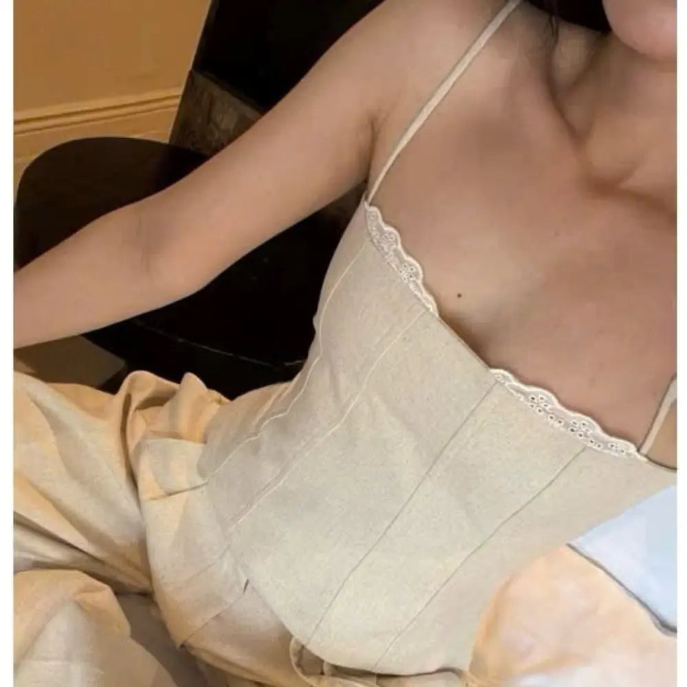 女款細肩帶 LINEN 背心｜甜辣千金風 修身顯瘦 夏季百搭穿搭