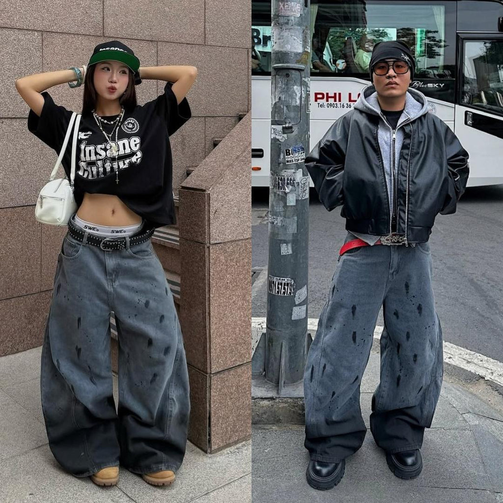 TENDRE - Unisex弧形牛仔褲｜男女同款｜高品質牛仔布｜寬鬆版型顯瘦百搭