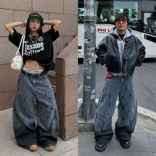 TENDRE - Unisex弧形牛仔褲｜男女同款｜高品質牛仔布｜寬鬆版型顯瘦百搭