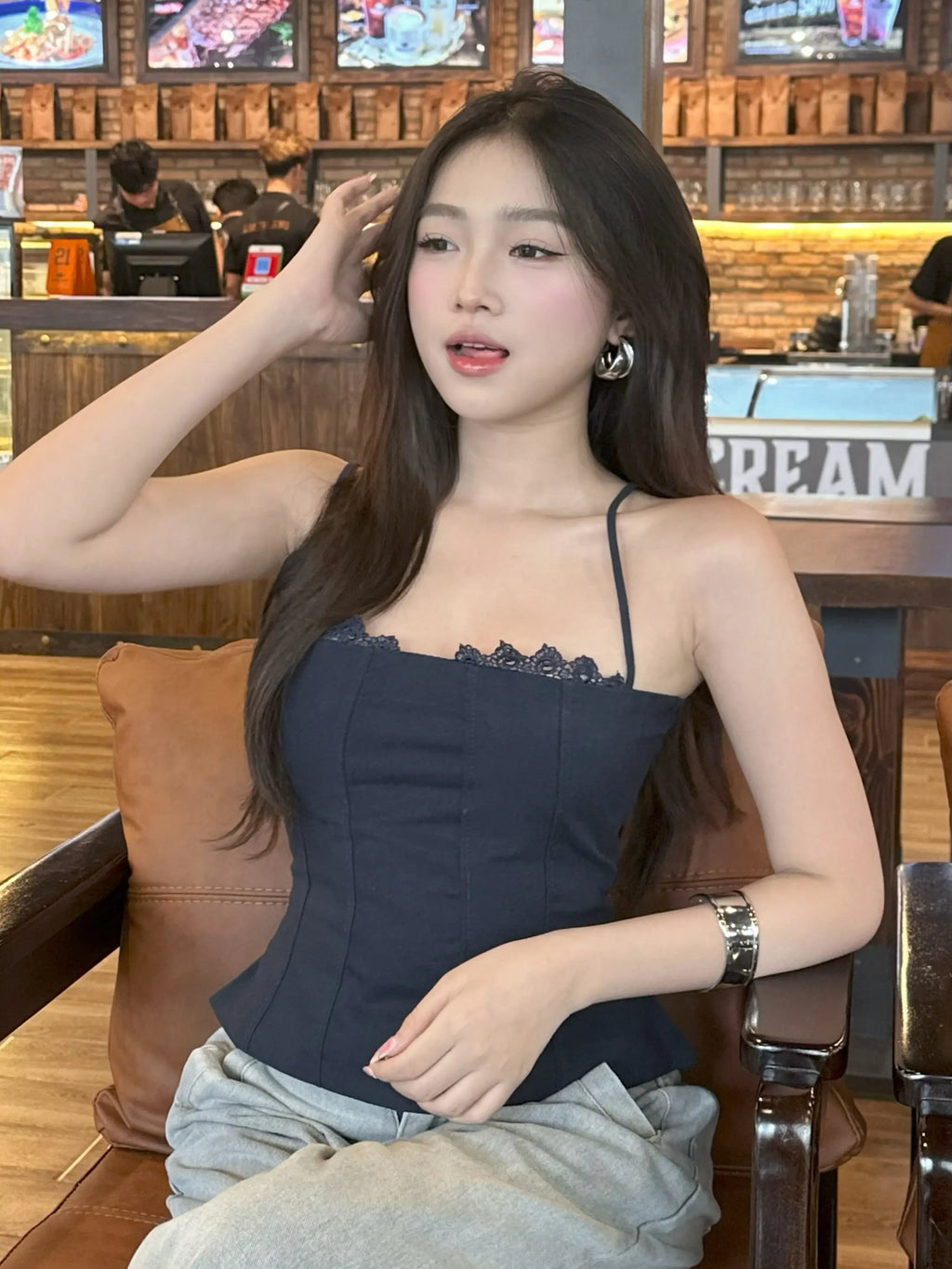 女款細肩帶 LINEN 背心｜甜辣千金風 修身顯瘦 夏季百搭穿搭