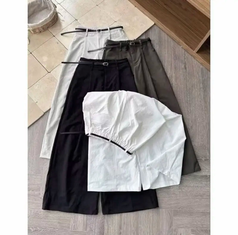 TENDRE寬鬆卡其直筒褲｜韓系基本款後鬆緊設計｜寬管版型顯瘦百搭