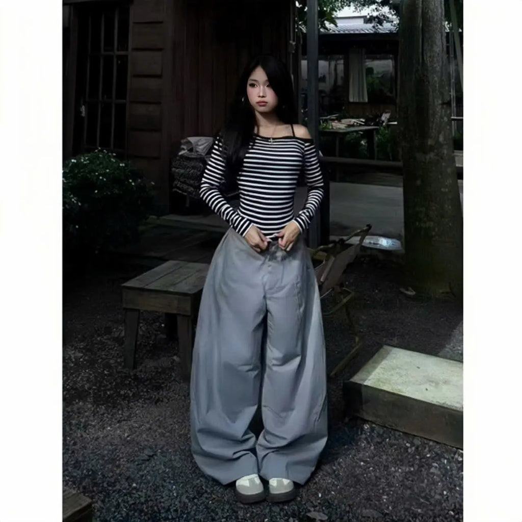 【TEENDRE CURVE PANTS】弧形寬褲｜高腰顯瘦 舒適百搭 工裝休閒風