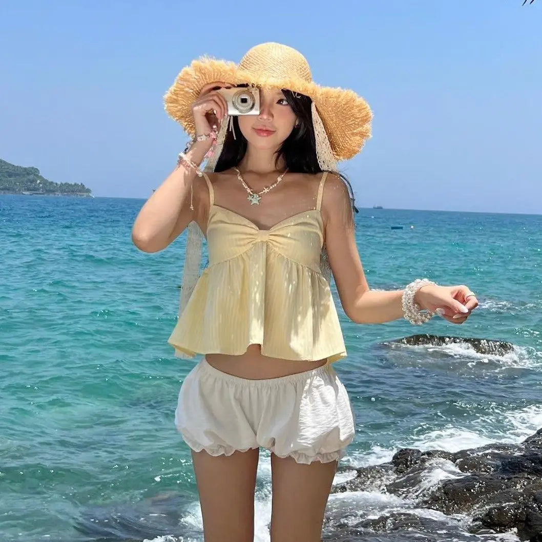 【TEENDRE SUNNY TOP】條紋棉質娃娃背心｜甜美顯瘦 夏日少女風