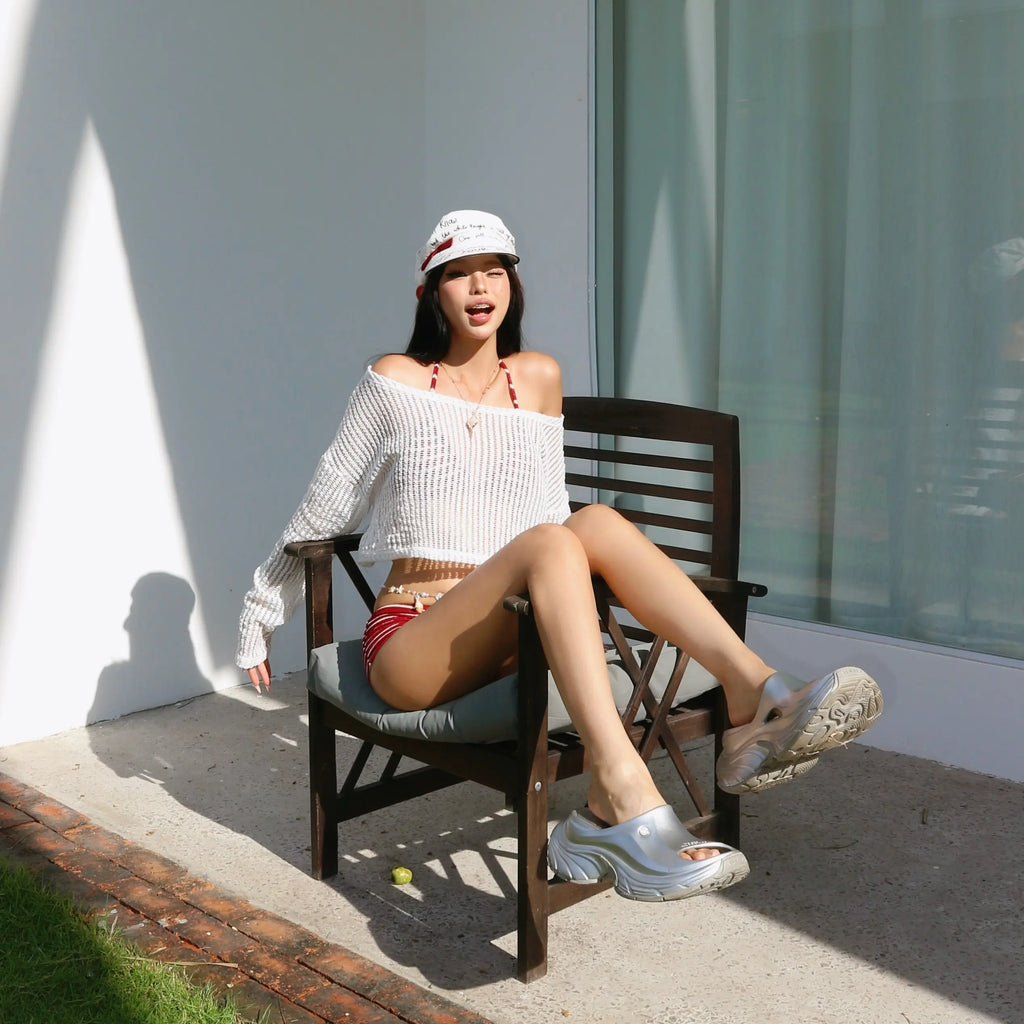 【TEENDRE MESH TOP】夏日透膚網紗短版上衣｜海邊渡假 必備穿搭